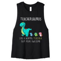 Dinosaurs Teachersaurus Like A Normal Teacher Women's Racerback Cropped Tank