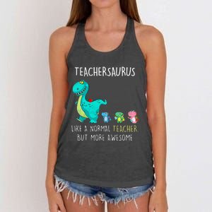 Dinosaurs Teachersaurus Like A Normal Teacher Women's Knotted Racerback Tank