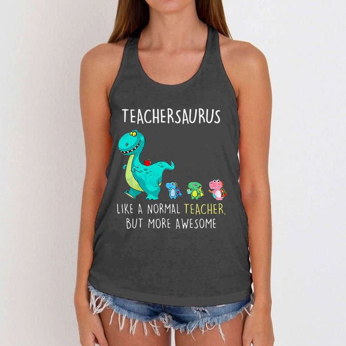 Dinosaurs Teachersaurus Like A Normal Teacher Women's Knotted Racerback Tank