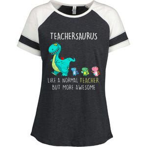 Dinosaurs Teachersaurus Like A Normal Teacher Enza Ladies Jersey Colorblock Tee