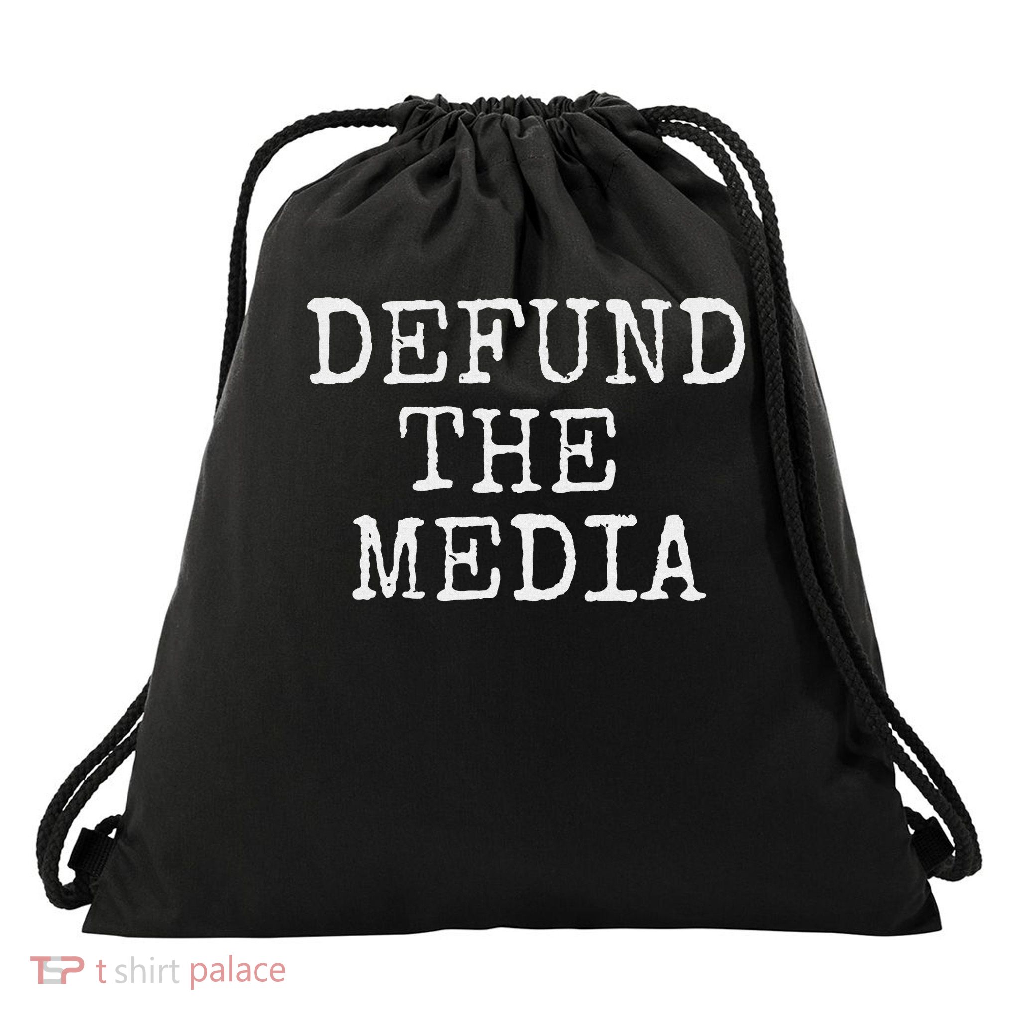 Defund The Media Drawstring Bag