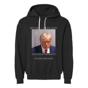 Donald Trump Mug Shot August 24 2024 Election Interference Garment-Dyed Fleece Hoodie