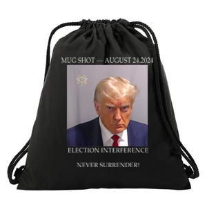 Donald Trump Mug Shot August 24 2024 Election Interference Drawstring Bag