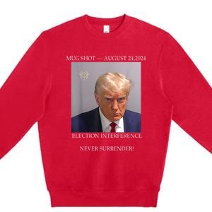 Donald Trump Mug Shot August 24 2024 Election Interference Premium Crewneck Sweatshirt