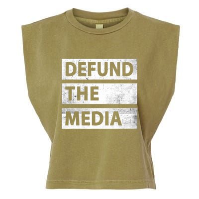 Defund The Media Political Fake News Garment-Dyed Women's Muscle Tee