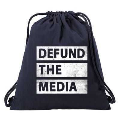Defund The Media Political Fake News Drawstring Bag