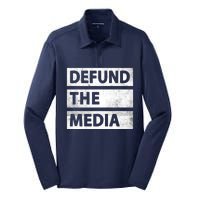 Defund The Media Political Fake News Silk Touch Performance Long Sleeve Polo