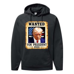 Donald Trump Mug Shot Wanted For U S President 2024 Performance Fleece Hoodie