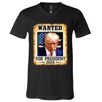 Donald Trump Mug Shot Wanted For U S President 2024 V-Neck T-Shirt