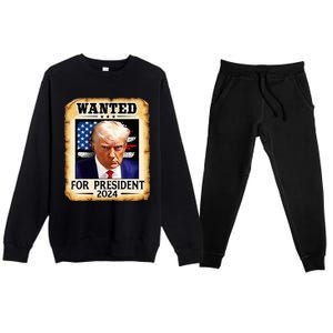 Donald Trump Mug Shot Wanted For U S President 2024 Premium Crewneck Sweatsuit Set