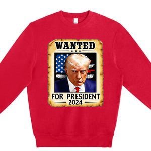 Donald Trump Mug Shot Wanted For U S President 2024 Premium Crewneck Sweatshirt