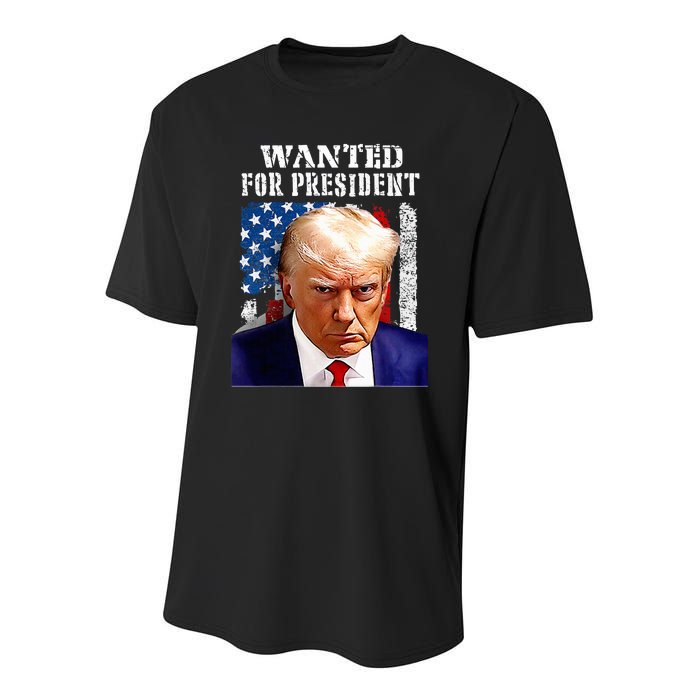 Donald Trump Mug Shot Wanted For U.S. President 2024 Youth Performance Sprint T-Shirt