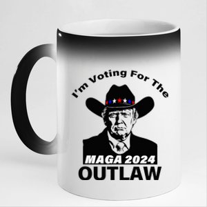 Donald Trump Maga IM Voting For The Outlaw 2024 11oz Black Color Changing Mug