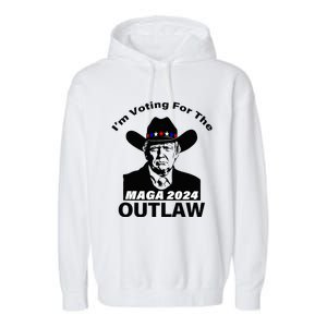 Donald Trump Maga IM Voting For The Outlaw 2024 Garment-Dyed Fleece Hoodie