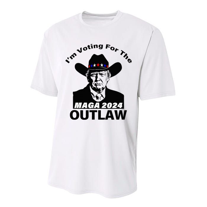 Donald Trump Maga IM Voting For The Outlaw 2024 Performance Sprint T-Shirt