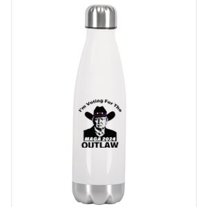 Donald Trump Maga IM Voting For The Outlaw 2024 Stainless Steel Insulated Water Bottle