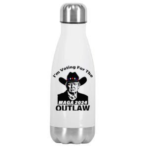 Donald Trump Maga IM Voting For The Outlaw 2024 Stainless Steel Insulated Water Bottle