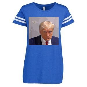 Donald Trump Mug Shot Illustration Enza Ladies Jersey Football T-Shirt