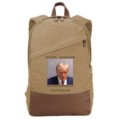 Donald Trump Mug Shot August 24 2024 Election Interference Cotton Canvas Backpack