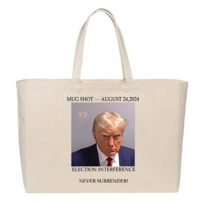 Donald Trump Mug Shot August 24 2024 Election Interference Cotton Canvas Jumbo Tote