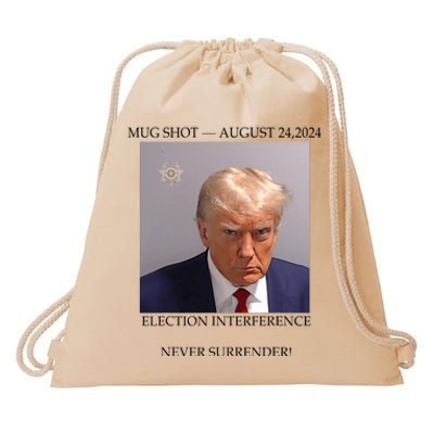 Donald Trump Mug Shot August 24 2024 Election Interference Drawstring Bag