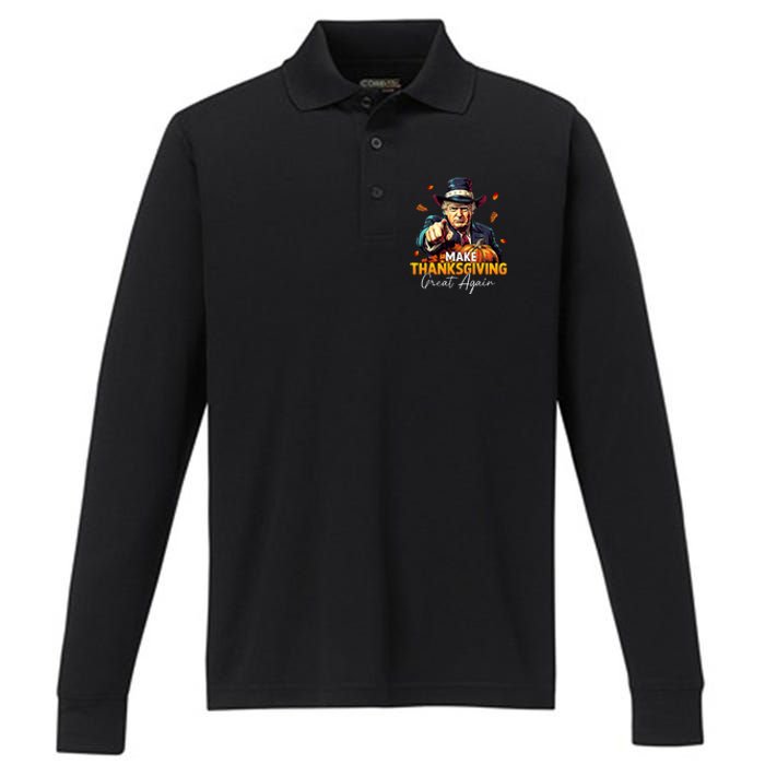 Donald Trump Make Thanksgiving Great Again DaddyS Home Maga Performance Long Sleeve Polo