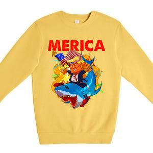 Donald Trump Merica American Flag Murica Gift Premium Crewneck Sweatshirt