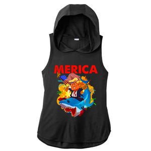 Donald Trump Merica American Flag Murica Gift Ladies PosiCharge Tri-Blend Wicking Draft Hoodie Tank