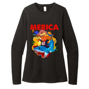 Donald Trump Merica American Flag Murica Gift Womens CVC Long Sleeve Shirt