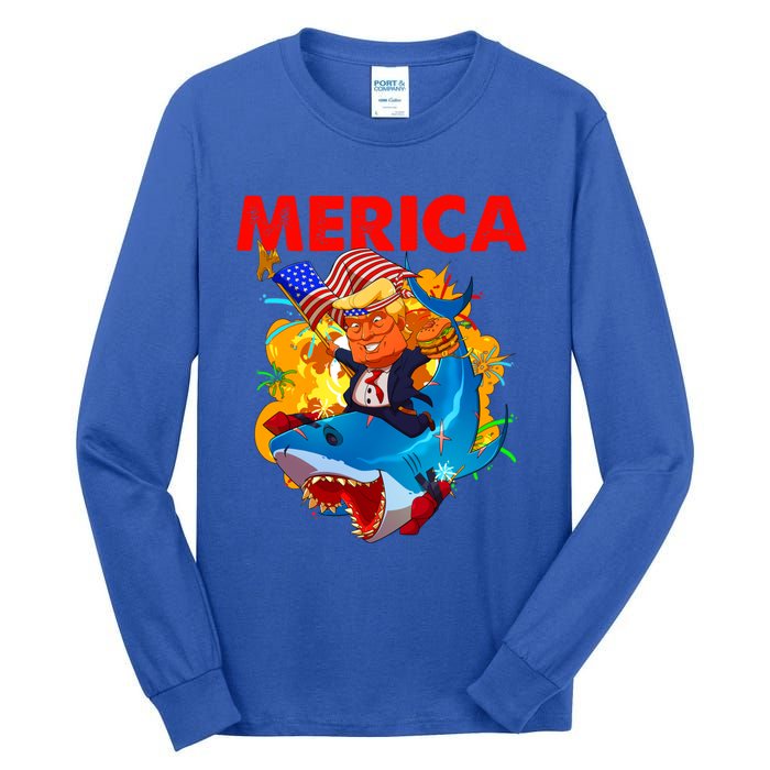 Donald Trump Merica American Flag Murica Gift Tall Long Sleeve T-Shirt