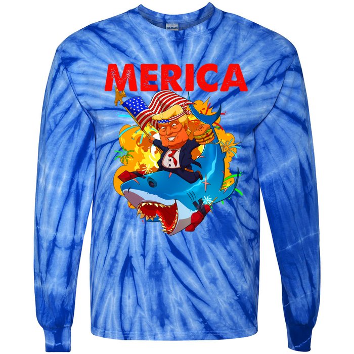 Donald Trump Merica American Flag Murica Gift Tie-Dye Long Sleeve Shirt