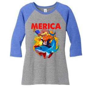 Donald Trump Merica American Flag Murica Gift Women's Tri-Blend 3/4-Sleeve Raglan Shirt