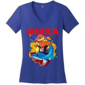 Donald Trump Merica American Flag Murica Gift Women's V-Neck T-Shirt