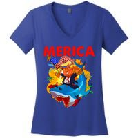 Donald Trump Merica American Flag Murica Gift Women's V-Neck T-Shirt