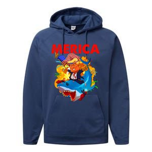 Donald Trump Merica American Flag Murica Gift Performance Fleece Hoodie