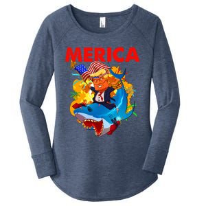 Donald Trump Merica American Flag Murica Gift Women's Perfect Tri Tunic Long Sleeve Shirt