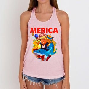 Donald Trump Merica American Flag Murica Gift Women's Knotted Racerback Tank