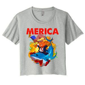 Donald Trump Merica American Flag Murica Gift Women's Crop Top Tee