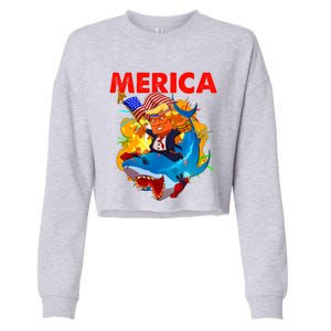 Donald Trump Merica American Flag Murica Gift Cropped Pullover Crew