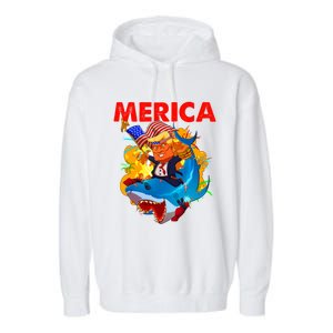 Donald Trump Merica American Flag Murica Gift Garment-Dyed Fleece Hoodie