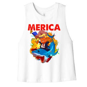 Donald Trump Merica American Flag Murica Gift Women's Racerback Cropped Tank