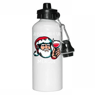 Dashin Through Merlot Christmas Santa Wine Gift Aluminum Water Bottle 