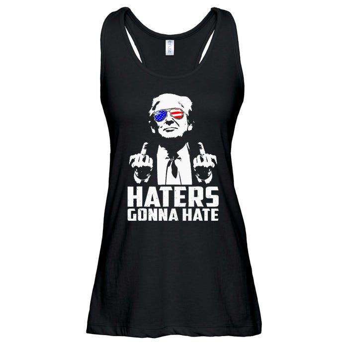 Donald Trump Middle Finger Funny Haters Gonna Hate President Ladies Essential Flowy Tank