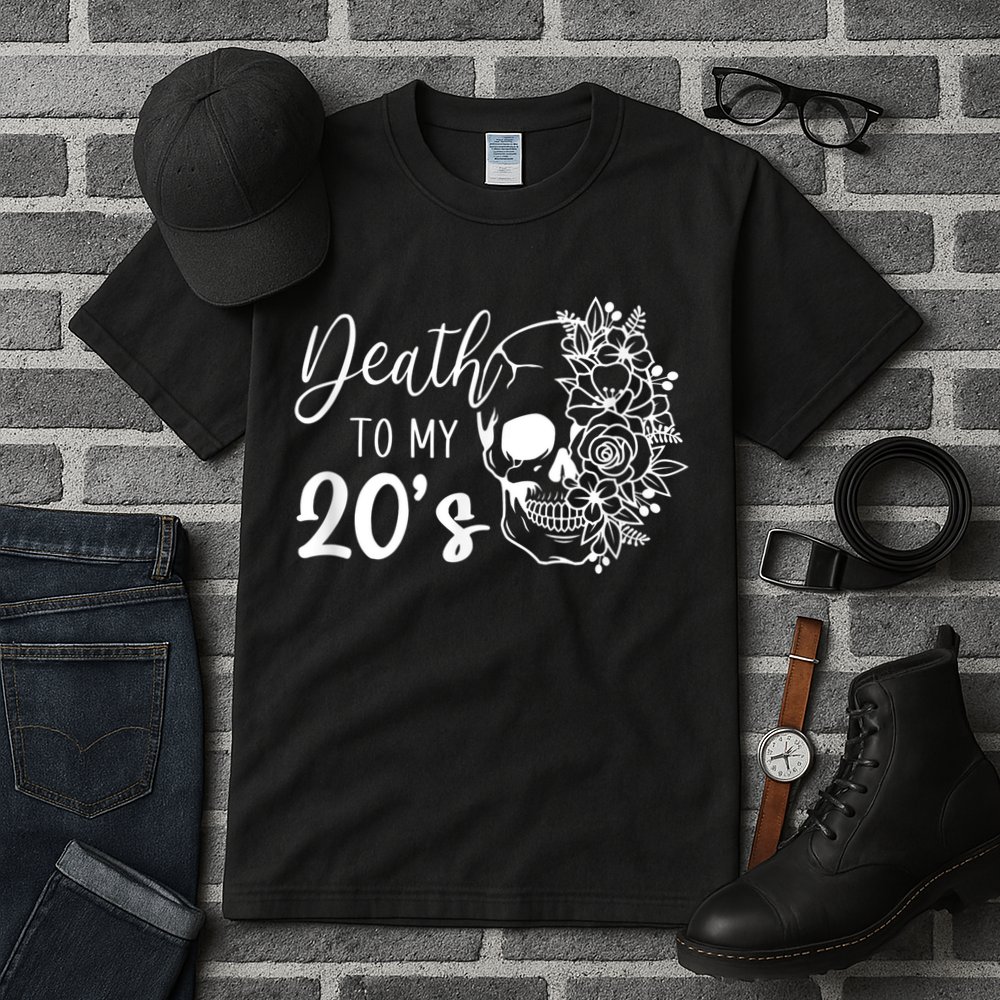 Death To My 20's Funny Skull 20th Birthday Party Twenty Bday Tall T-Shirt