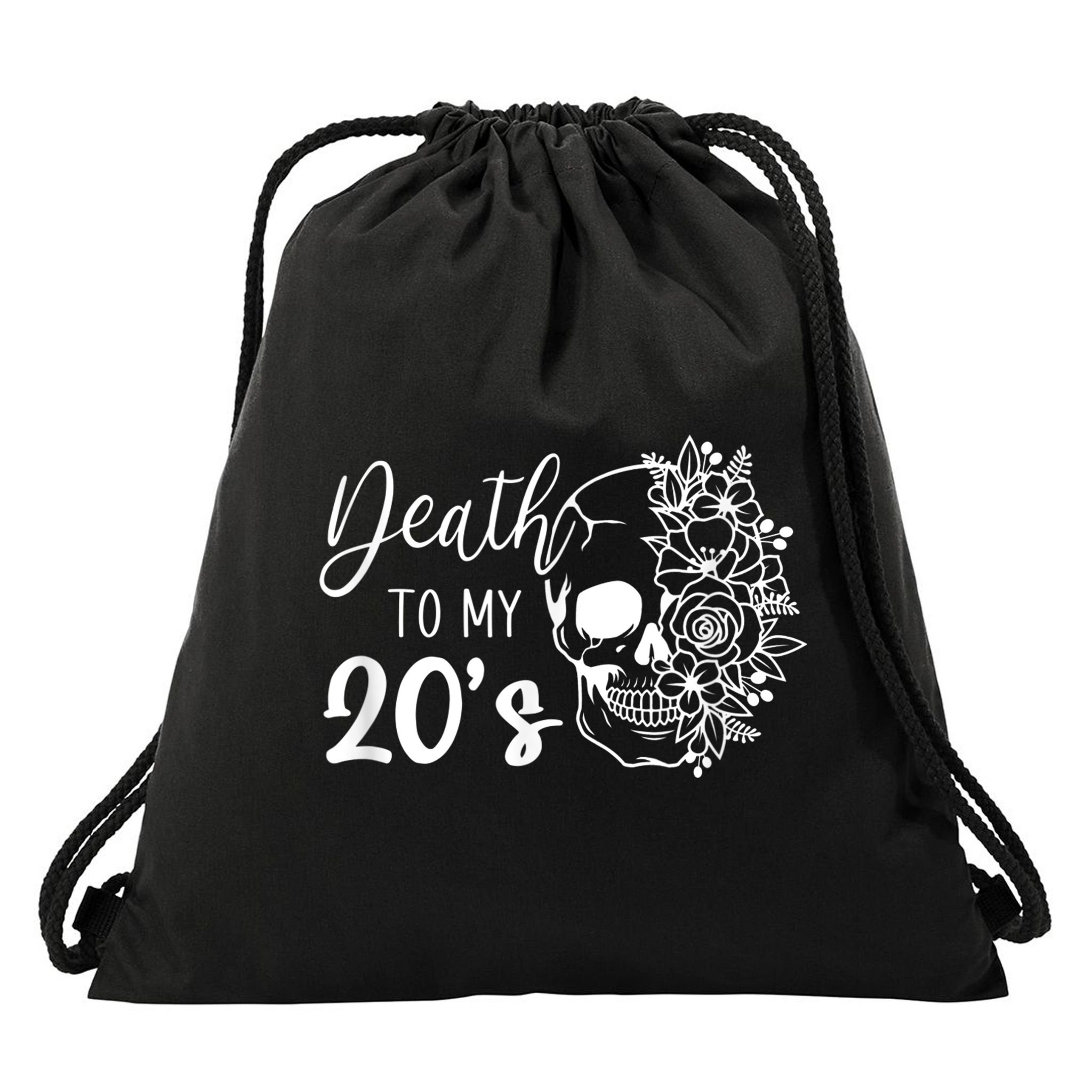 Death To My 20's Funny Skull 20th Birthday Party Twenty Bday Drawstring Bag