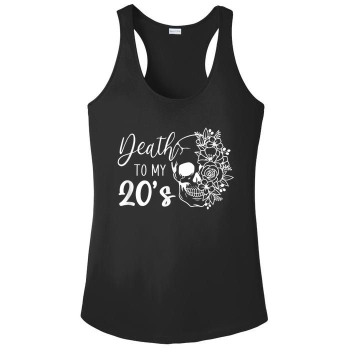 Death To My 20's Funny Skull 20th Birthday Party Twenty Bday Ladies PosiCharge Competitor Racerback Tank