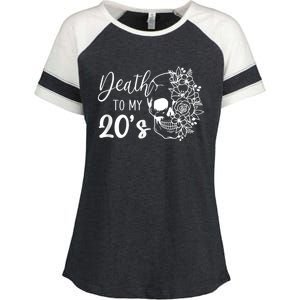 Death To My 20's Funny Skull 20th Birthday Party Twenty Bday Enza Ladies Jersey Colorblock Tee