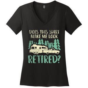 Does This Make Me Look Retired Funny Retirement Plan Women's V-Neck T-Shirt