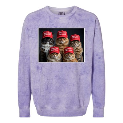 Donald Trump Make Cats Safe Again Red Hat 2024 Debate Funny Colorblast Crewneck Sweatshirt