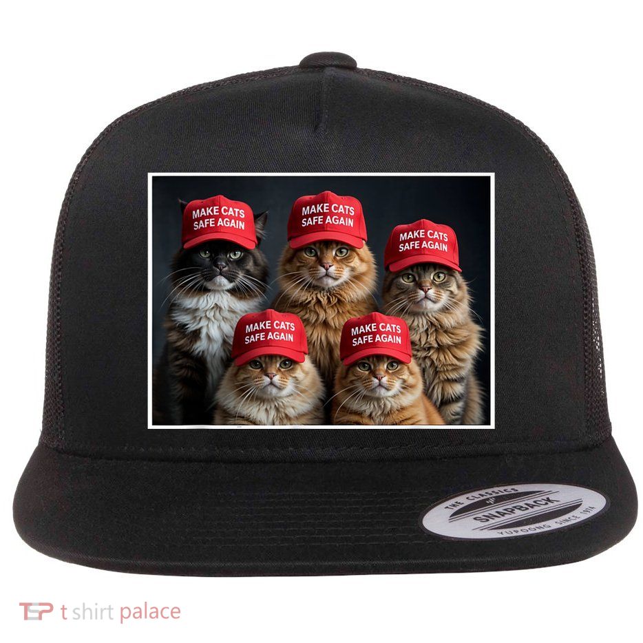 Donald Trump Make Cats Safe Again Red Hat 2024 Debate Funny Flat Bill Trucker Hat